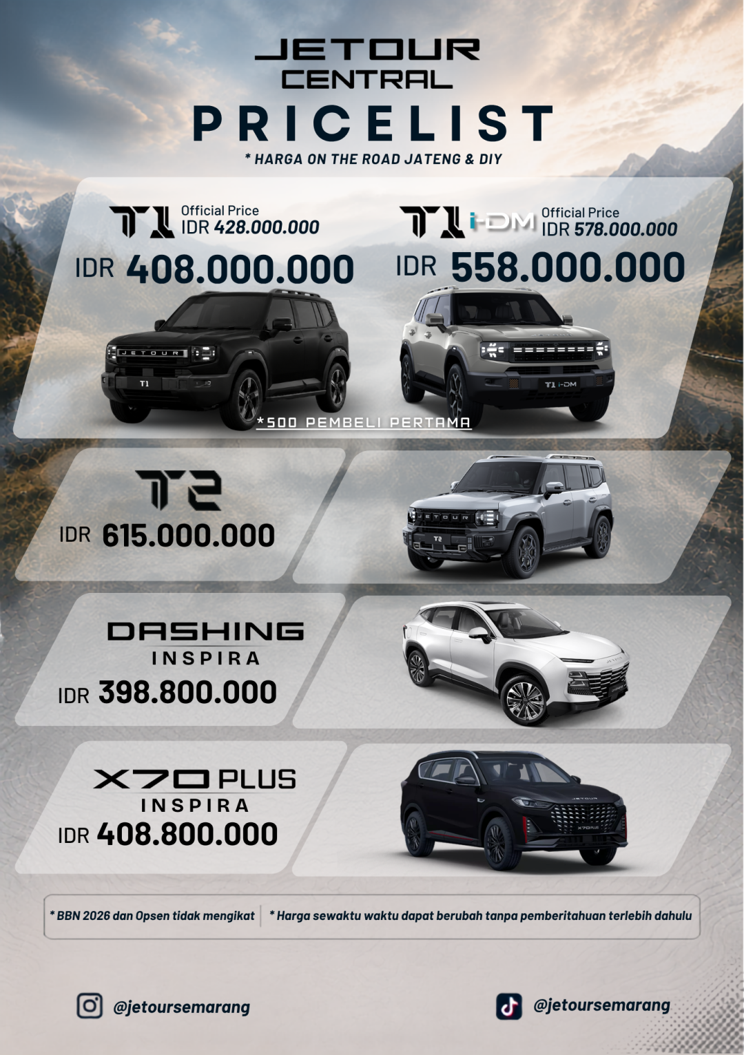 Pricelist Jetour Central